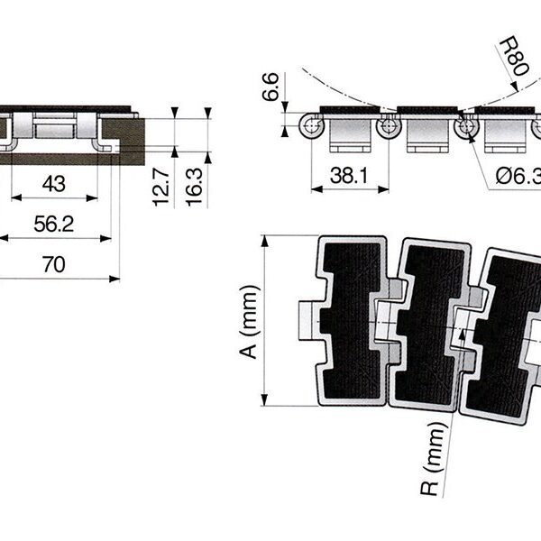 Corrente de Plataforma Inox Curva 8811 TAB GTA