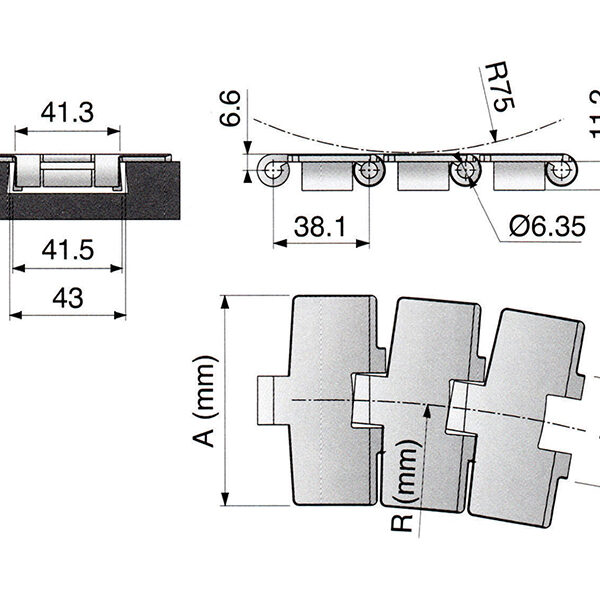 Corrente de Plataforma Inox Curva Série 881 BEVEL
