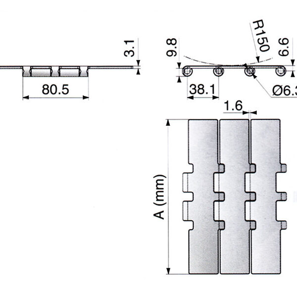 Corrente de Plataforma Inox Reta Série 805