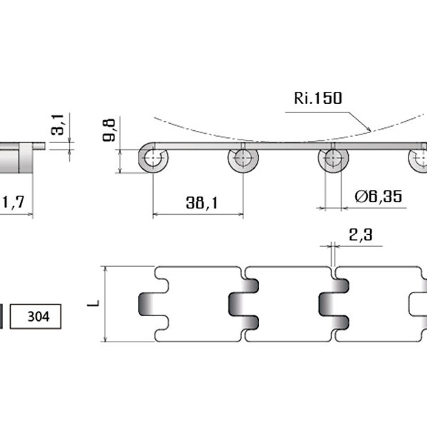 Corrente de Plataforma Inox Reta Serie 812