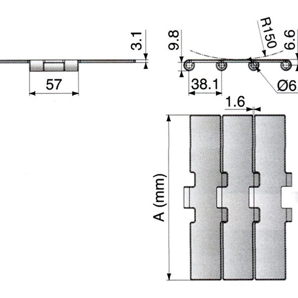 Corrente de Plataforma Inox Reta Série 8157