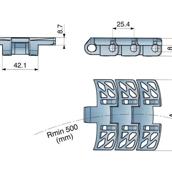 Corrente de Plataforma Plástica Curva Série 260 M FGA