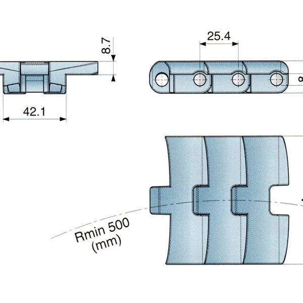Corrente de Plataforma Plástica Curva Série 260 M FTA