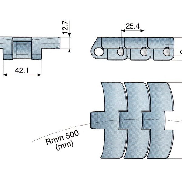 Corrente de Plataforma Plástica Curva Série 261 M FTA