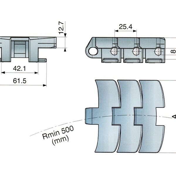 Corrente de Plataforma Plástica Curva Série 261 TAB