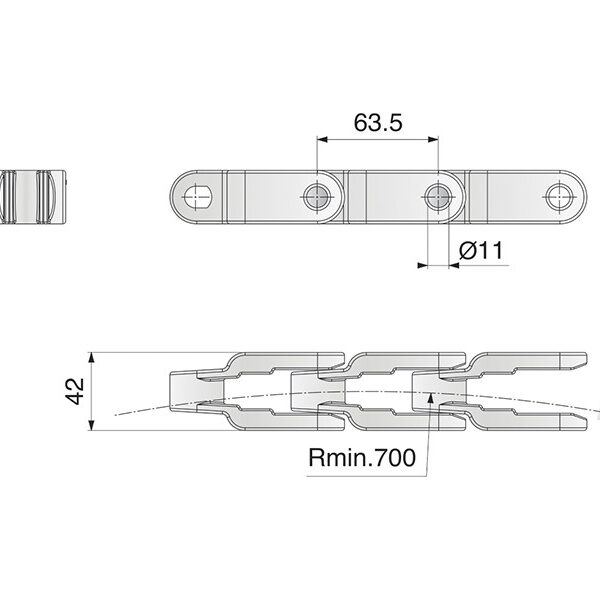 Corrente de Plataforma Plástica Curva Série 600