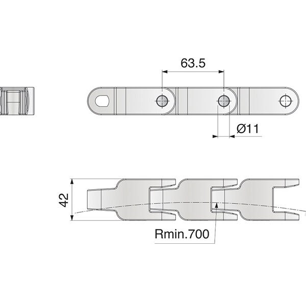 Corrente de Plataforma Plástica Curva Série 600 F