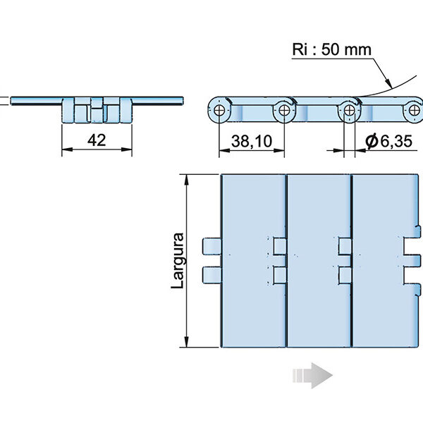Corrente de Plataforma Plástica Série 820 PP WUH